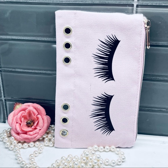 Eyelashes Zippered Canvas Planner Pouch pink glam - Picture 3 of 3